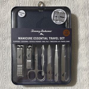 Tommy Bahama Men’s Navy Case Stainless Manicure Essential Travel Set